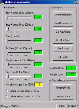 Multi-Return Altimeter Software Interface.