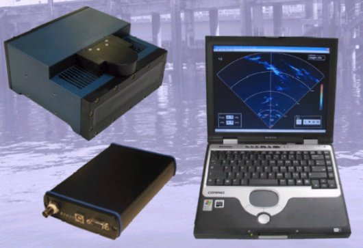 Dolphin 6001 Sonar with USB interface unit and notebook PC.